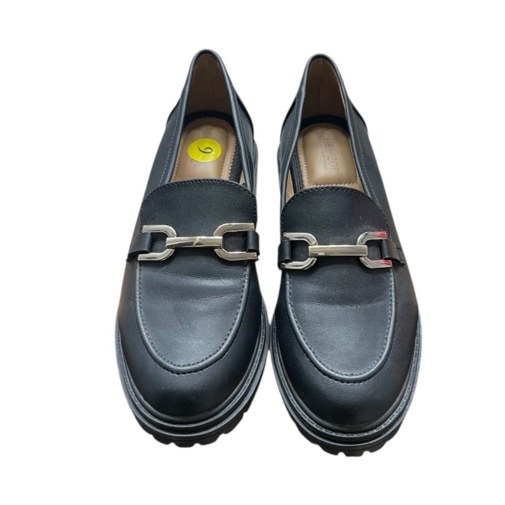 Rachel Zoe Mila Black Leather Platform Loafers Women's Size 9